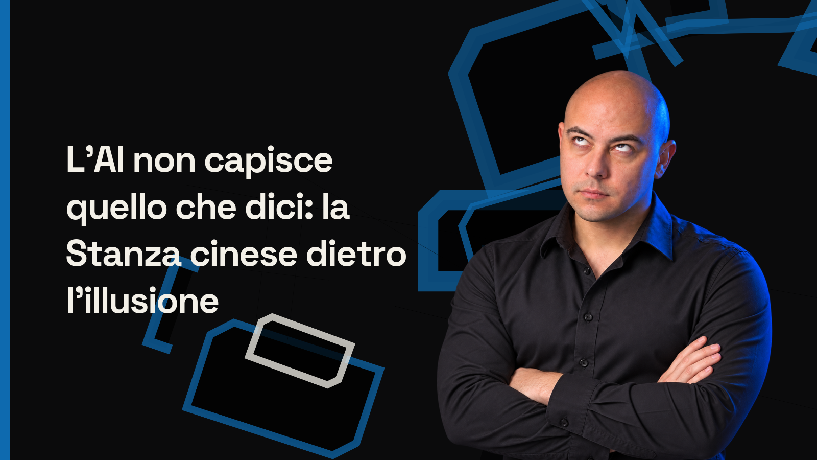 Cover editoriale sulla Stanza cinese, AI, linguaggio e sviluppo software